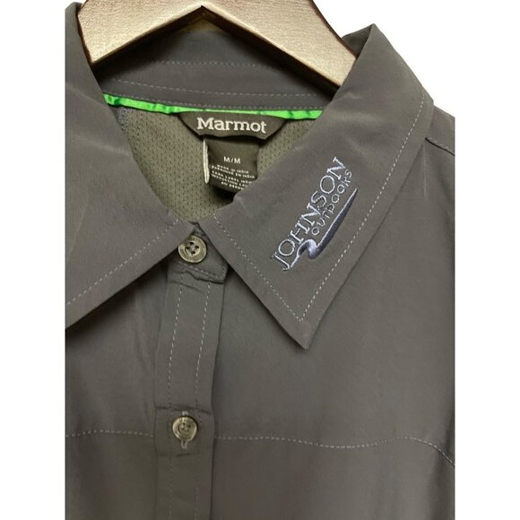 Marmot Johnson Outdoor Button Front Roll Tab Black Shirt Women's Medium - Picture 3 of 10